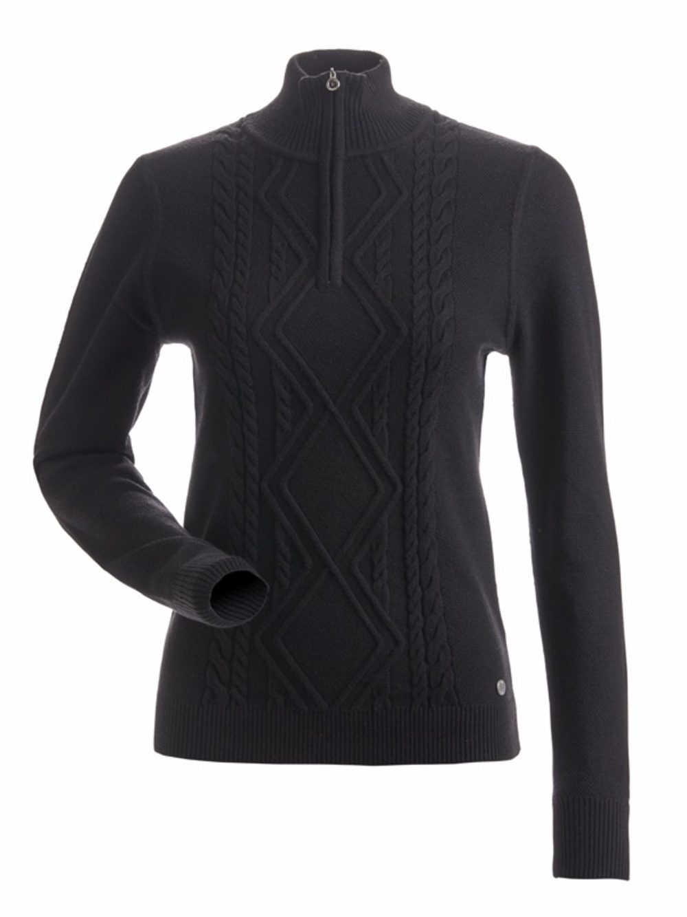 NILS Alpenglow‎ Ski Sweater Black Quarterzip Size Small